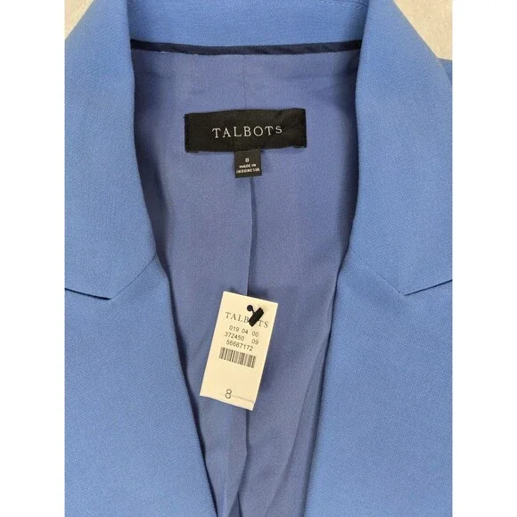 Talbots Blue Double Breasted Blazer Size 8 Silver Crest Buttons New With Tags - Picture 3 of 15